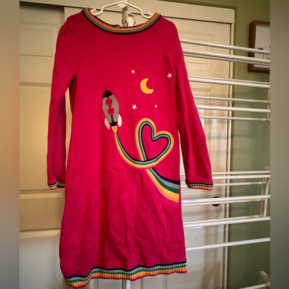 Gymboree Pink Knit Sweater with Rainbow Trim
